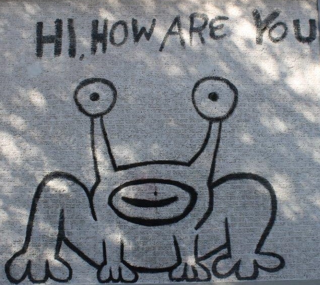 Site Image highlight local art: Graffiti image of bread and butter stating 'You are my butter half'.